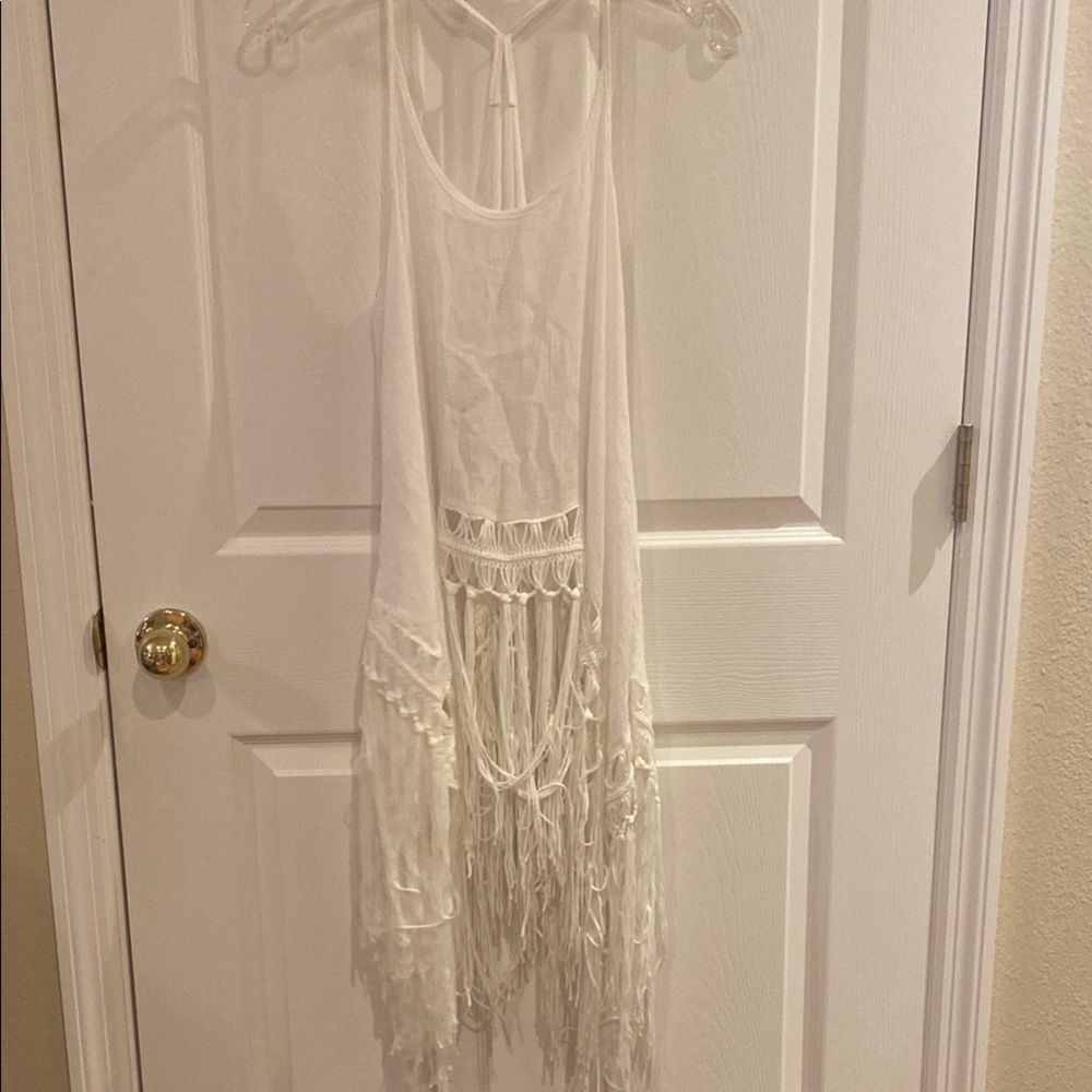 Cupshe White Fringe Swim Coverup